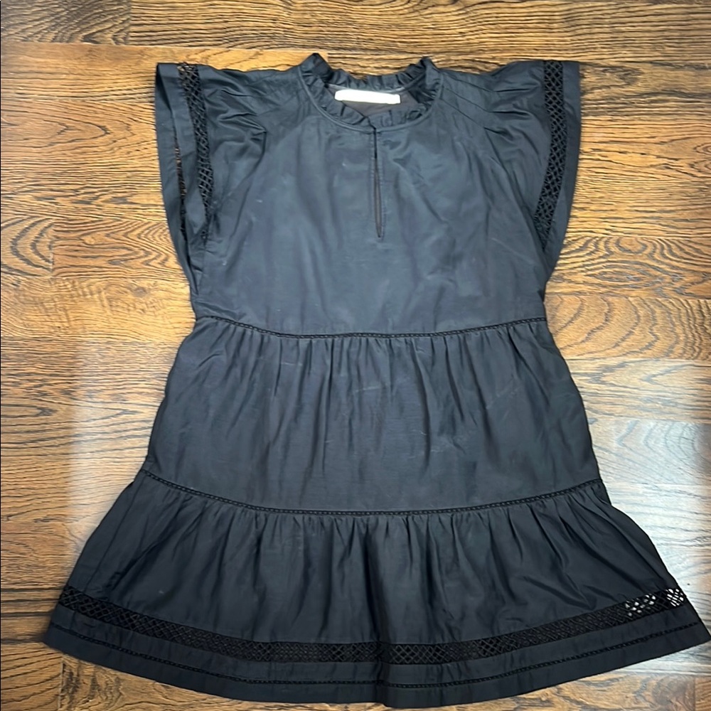 Marie Oliver Black Mini Dress with Lace Trim